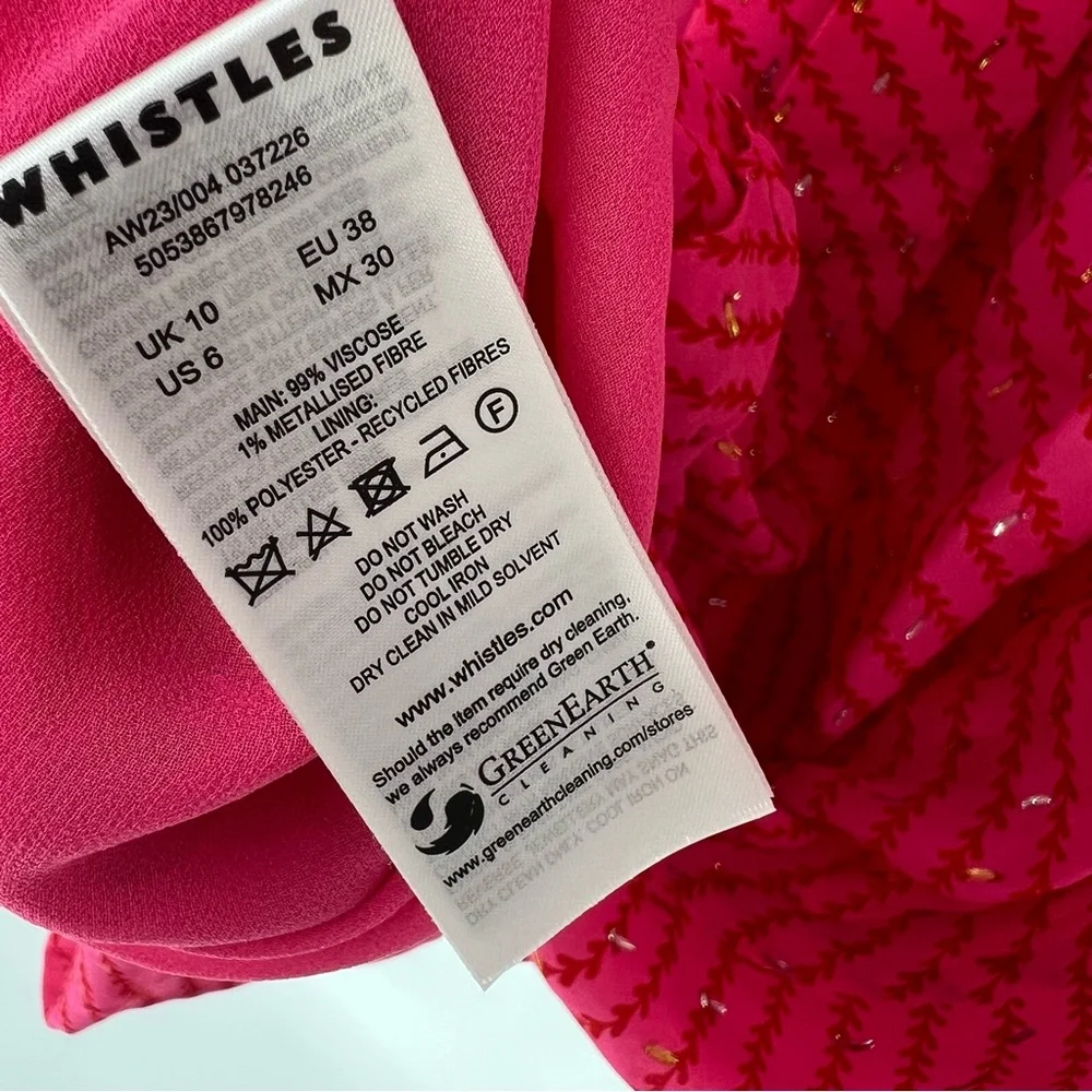 Whistles‎ Pink Diagonal Leaf Blair Midi stir Back Dress